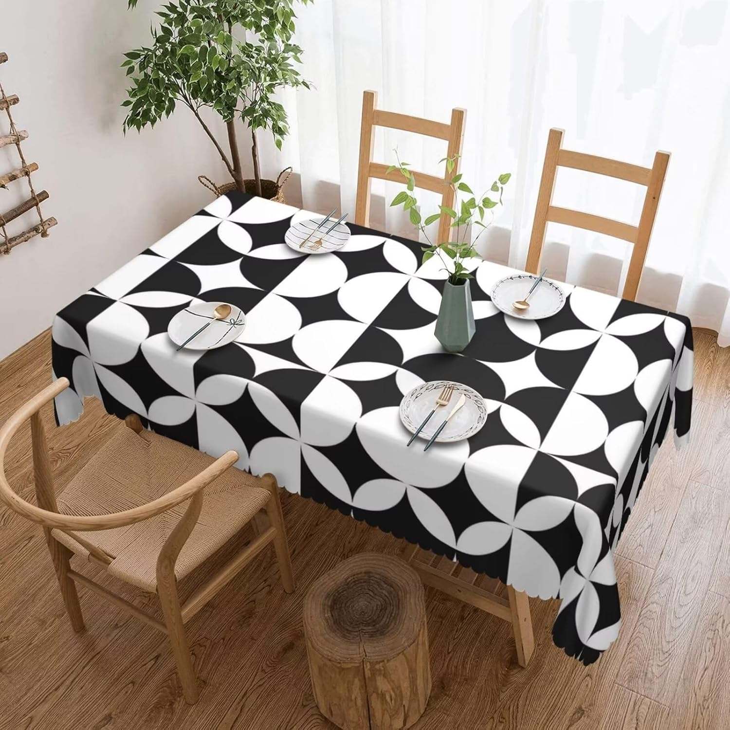 Century Textile & Sewing Supply Saskatoon Sk - 미니멀리스트 미드 센추리 모던 테이블보, 블랙