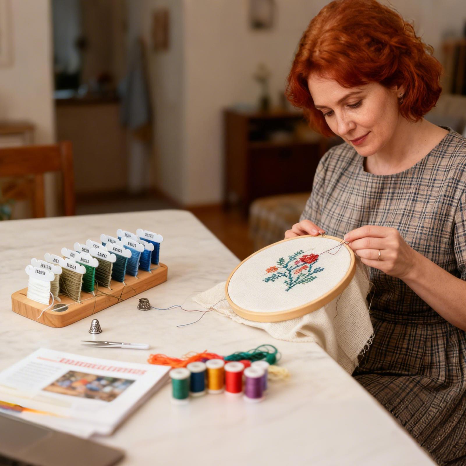 Embroidery Floss Thread - 자수실 정리함 15칸 나무 스풀 홀더