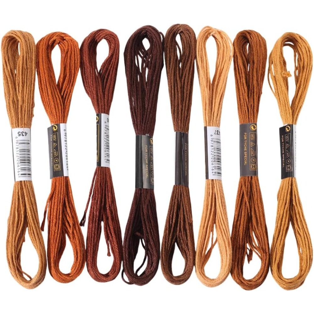 Embroidery Floss Thread - 8가닥 6줄 갈색 자수실 폴리에스터 다양한