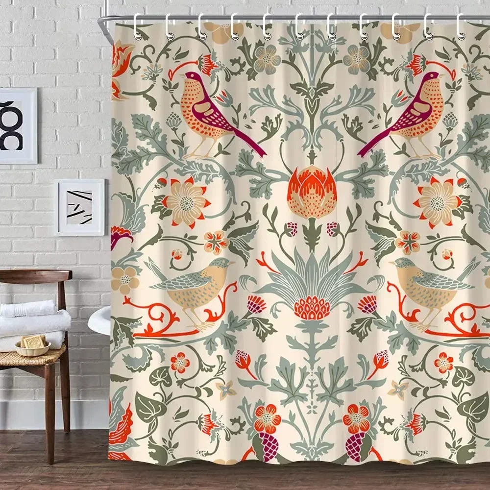 Fabric Weight Set - 윌리엄 모리스 샤워 커튼, 욕실용 녹색