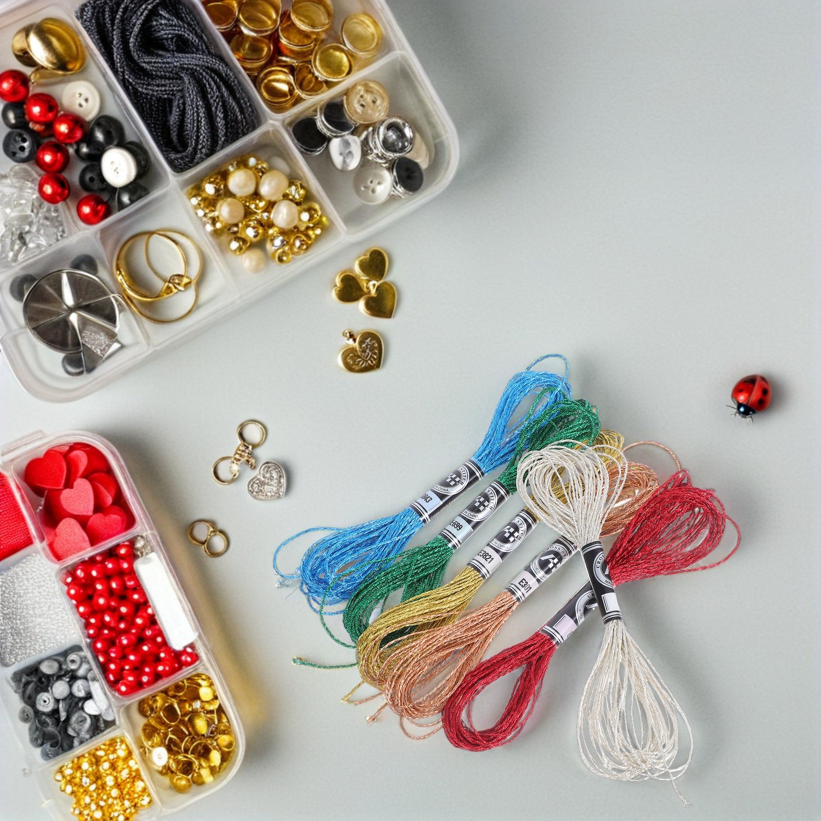 Embroidery Floss Thread - 6개입 반짝이는 메탈릭 자수실, 선명하고 변색