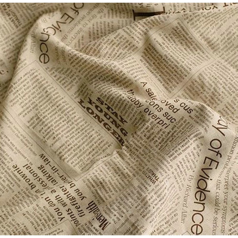 Sewing Tweed Fabric - 50x150cm 레트로 신문 편지 인쇄 코튼
