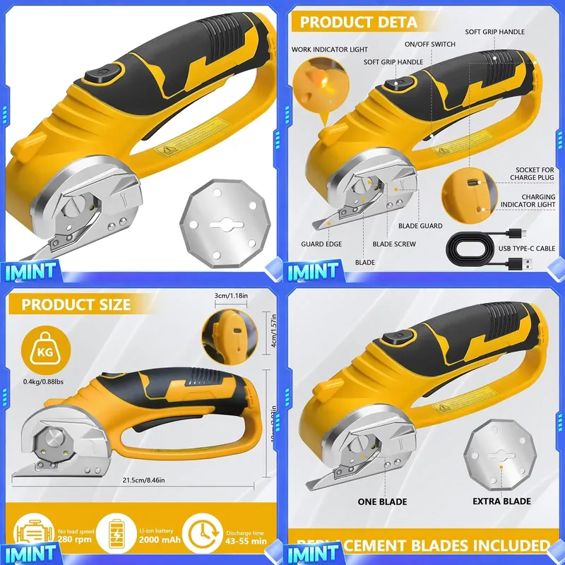 Rotary Cutter Fabric - 2000mAh 무선 전기 가위 로터리 커터