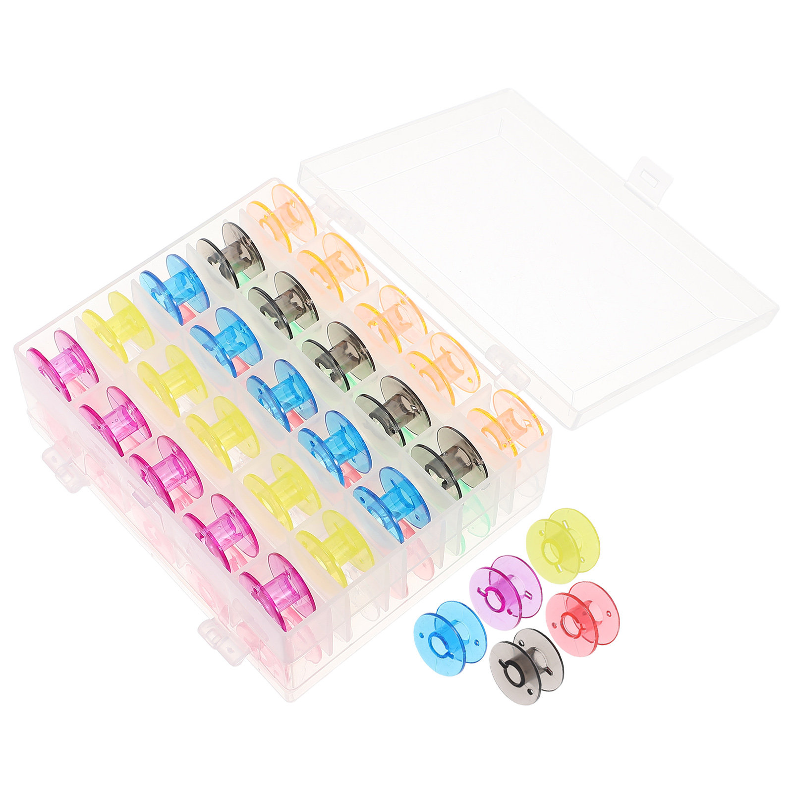 Thread Bobbins Empty - 50개 재봉틀 보빈 플라스틱 컬러 빈
