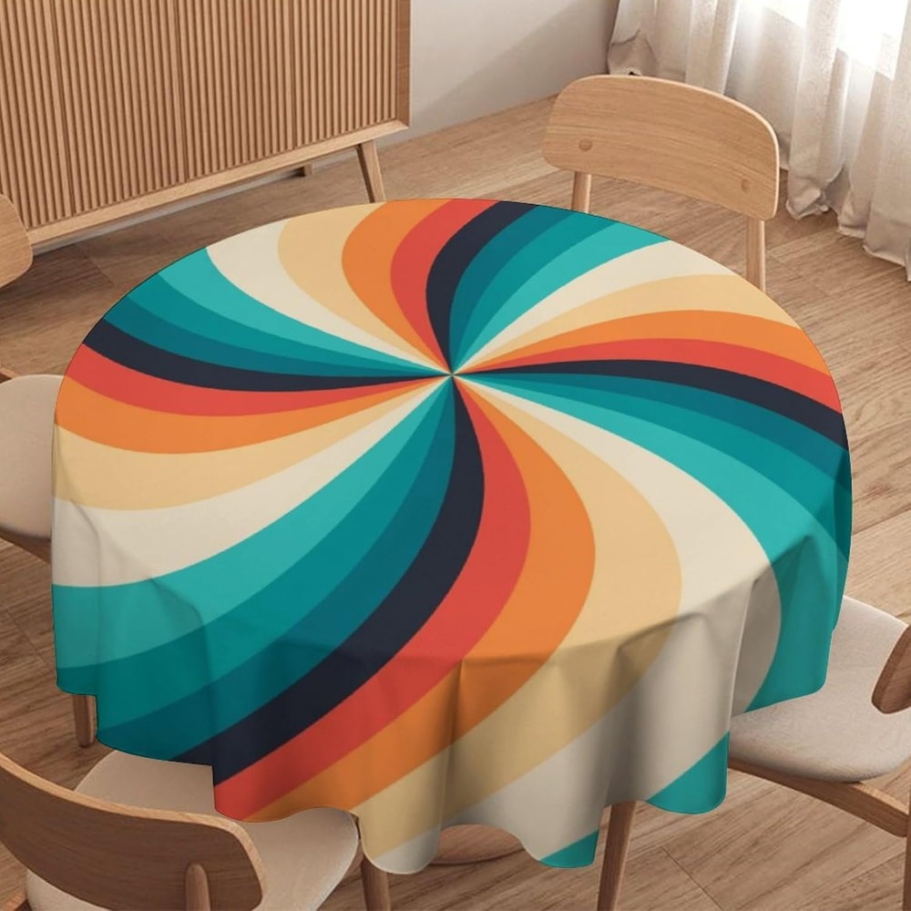 Century Textile & Sewing Supply Saskatoon Sk - 빈티지 그루비 스월 라운드 테이블보 70년대