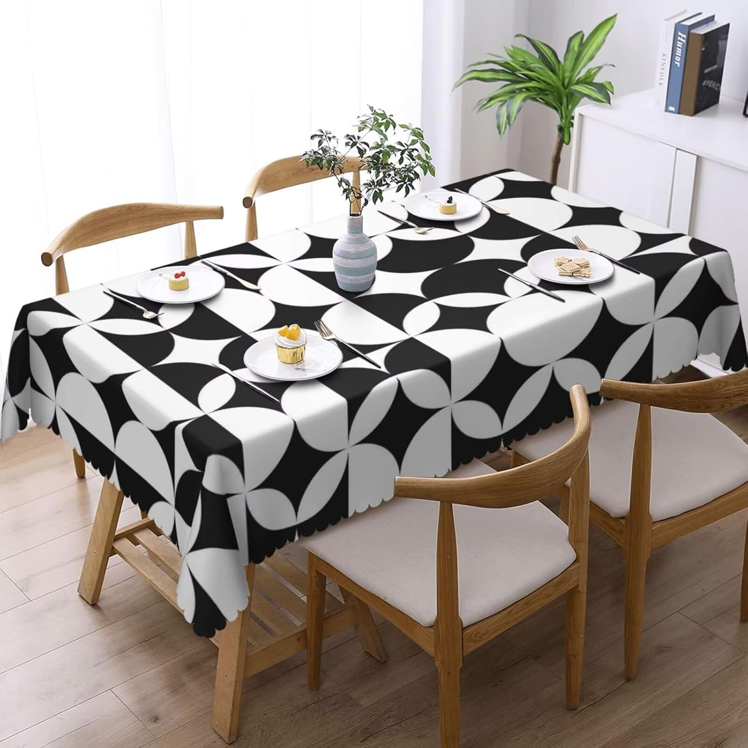 미니멀리스트 미드 센추리 모던 테이블보, 블랙 화이트  - Century Textile & Sewing Supply Saskatoon Sk 리뷰 및 가격