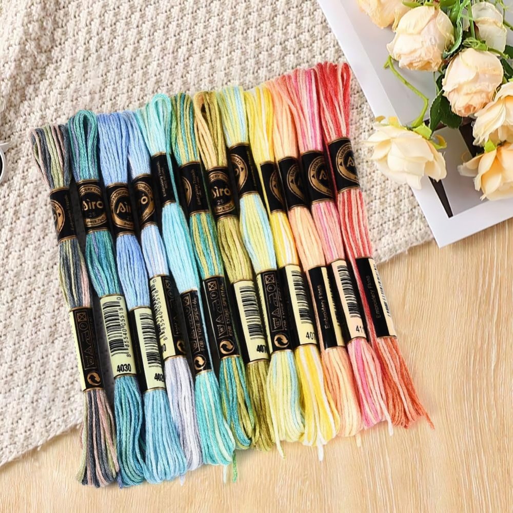12개의 실뭉치, 105야드, 6합, 다양한 색상의 크 - Embroidery Floss Thread 리뷰 및 가격