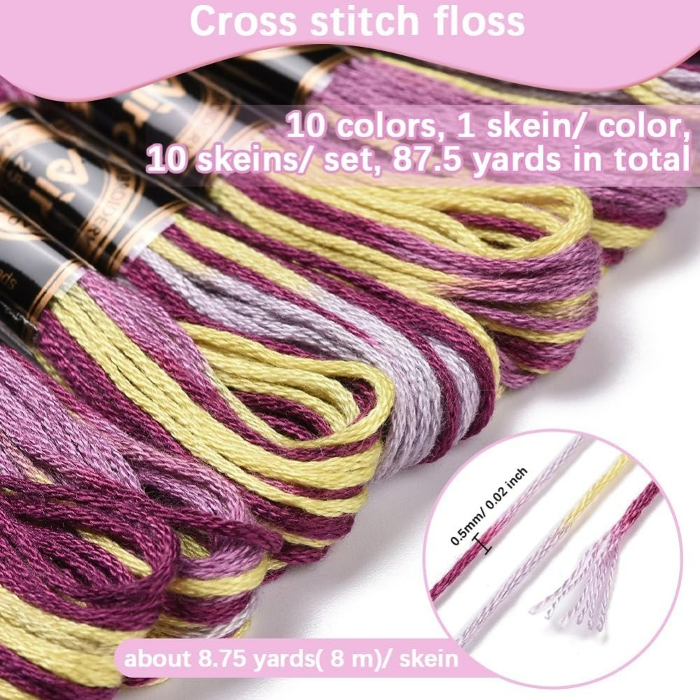 6 가닥 보라색 잡색 자수 치실 그라디언트 색상 크로스 - Embroidery Floss Thread 리뷰 및 가격