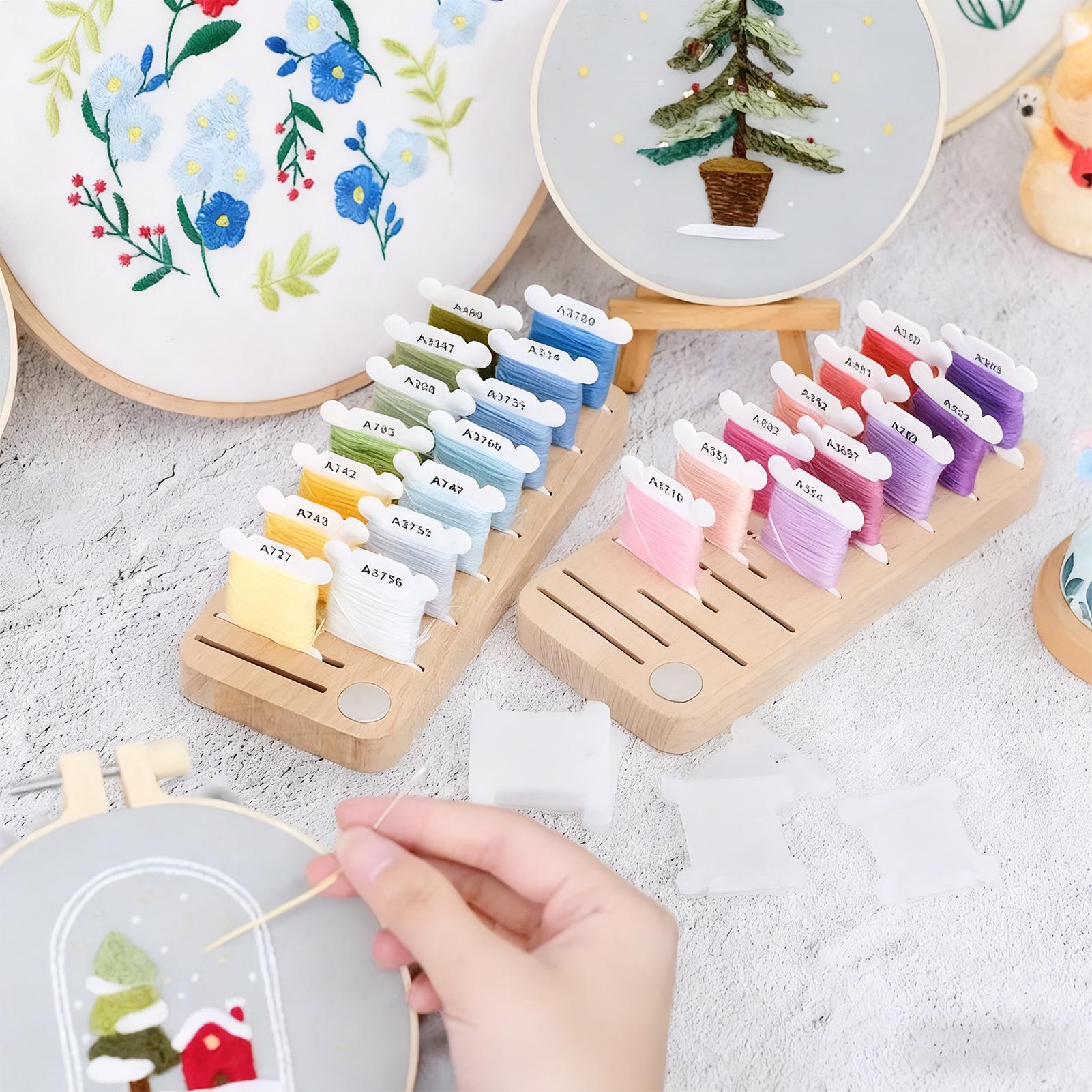 자수실 정리함 15칸 나무 스풀 홀더 자석식 실 보빈  - Embroidery Floss Thread 리뷰 및 가격