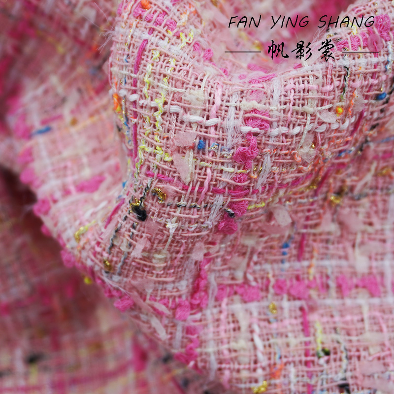 핑크 체크 무늬 태슬 코튼 트위드 원단 코트용 텔라 브 - Sewing Tweed Fabric 리뷰 및 가격