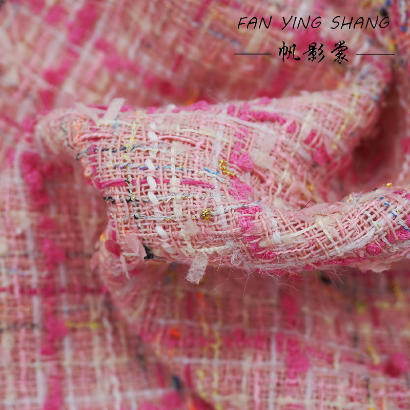 핑크 체크 무늬 태슬 코튼 트위드 원단 코트용 텔라 브 - Sewing Tweed Fabric 리뷰 및 가격