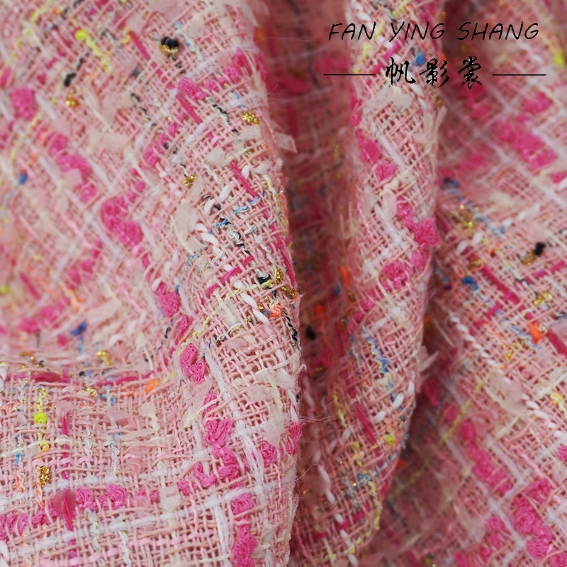 핑크 체크 무늬 태슬 코튼 트위드 원단 코트용 텔라 브 - Sewing Tweed Fabric 리뷰 및 가격