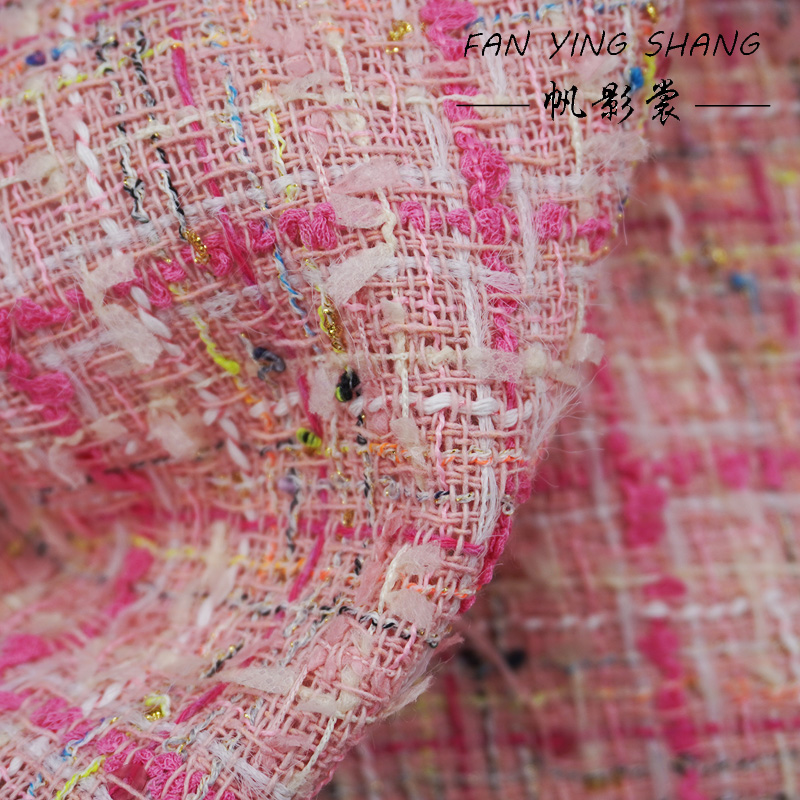 핑크 체크 무늬 태슬 코튼 트위드 원단 코트용 텔라 브 - Sewing Tweed Fabric 리뷰 및 가격