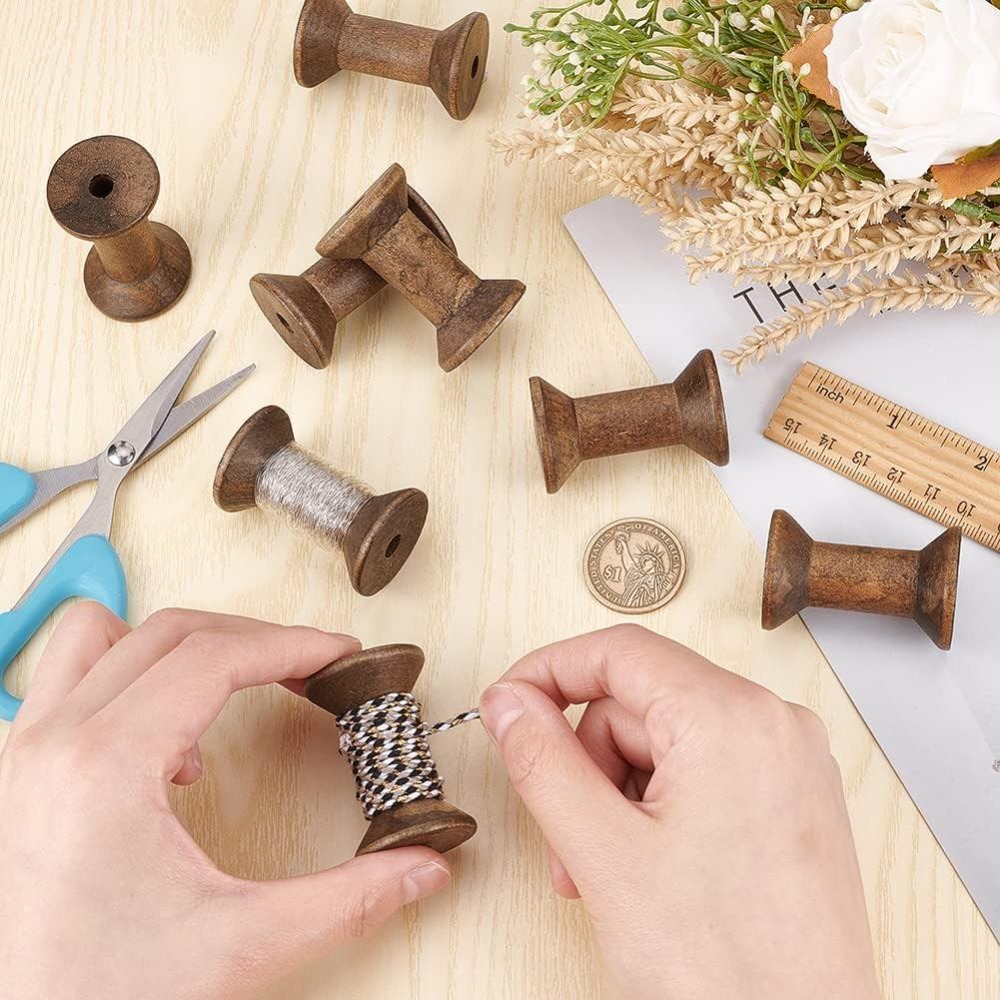 16개의 빈 실줄통 1.87인치/50mm 나무 실줄통  - Thread Bobbins Empty 리뷰 및 가격